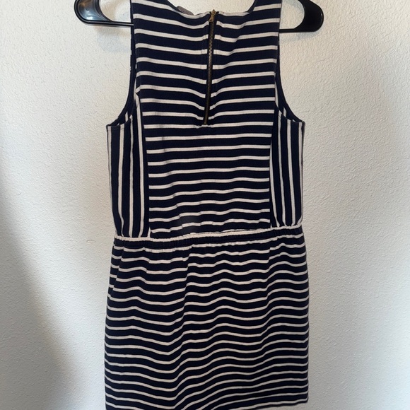 LOFT Navy Blue and White Casual Sleeveless Sundress - Picture 3 of 5